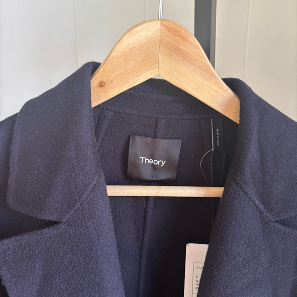 Theory Women P Sileena Winsome 2 Nocturne Navy Wool Cashmere Open Front Coat NWT - Picture 1 of 12